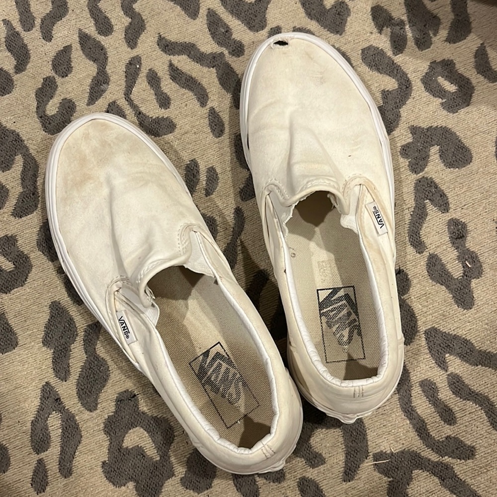 Womens white slip on vans